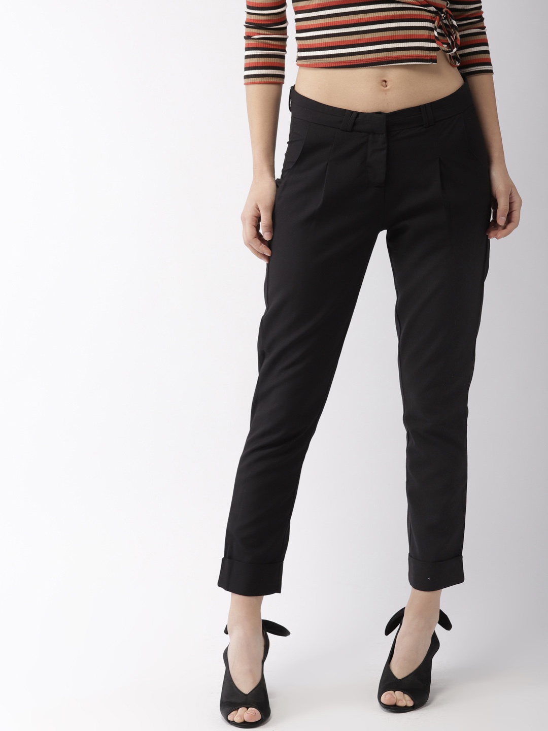 

Mast & Harbour Women Black Formal Trousers