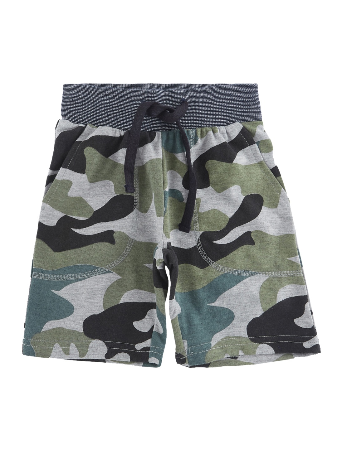 

CHALK by Pantaloons Boys Olive Green & Grey Printed Regular Fit Regular Shorts