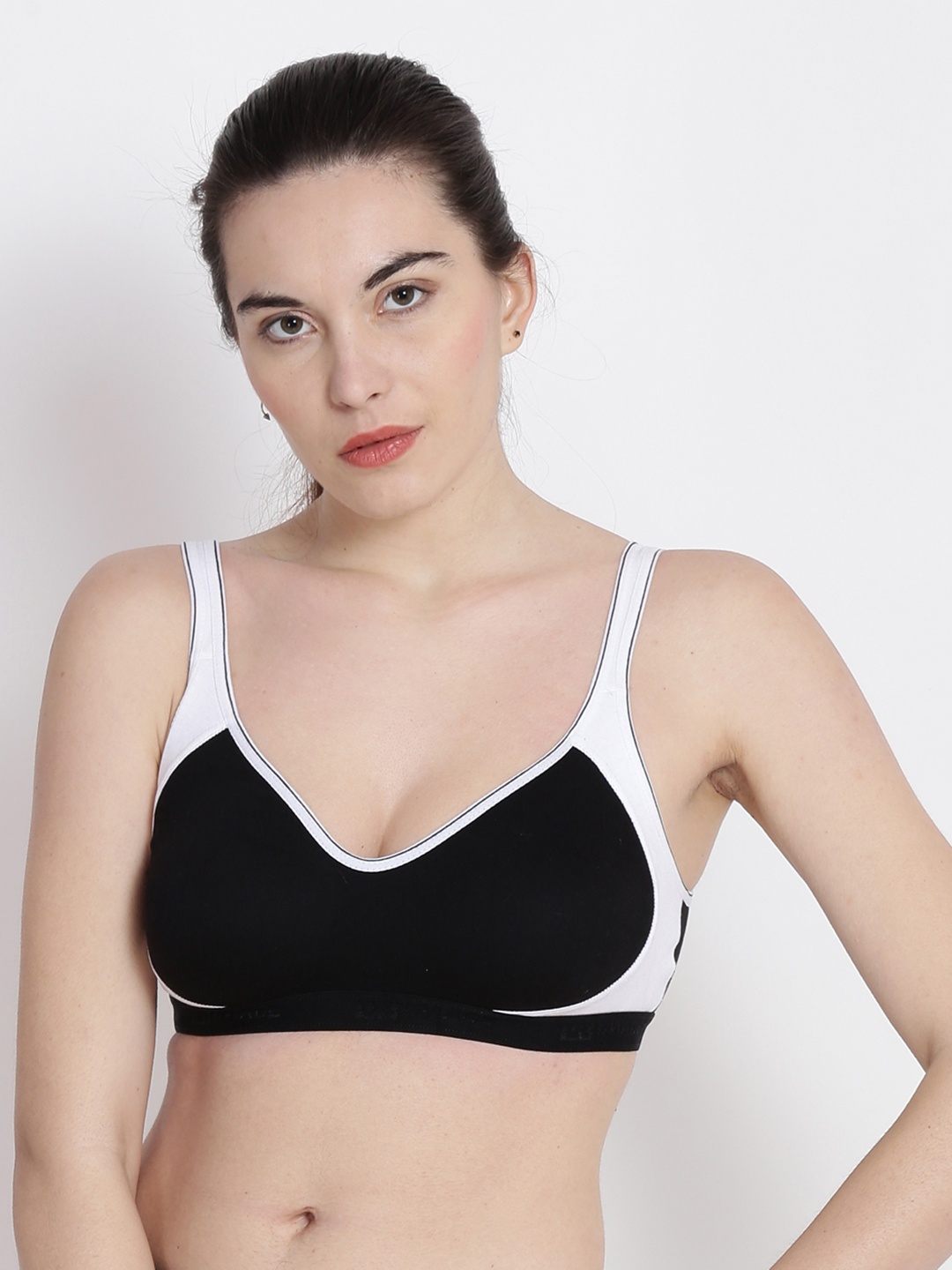 

ABELINO Black & White Solid Non-Wired Non Padded Sports Bra 5130BLACK01