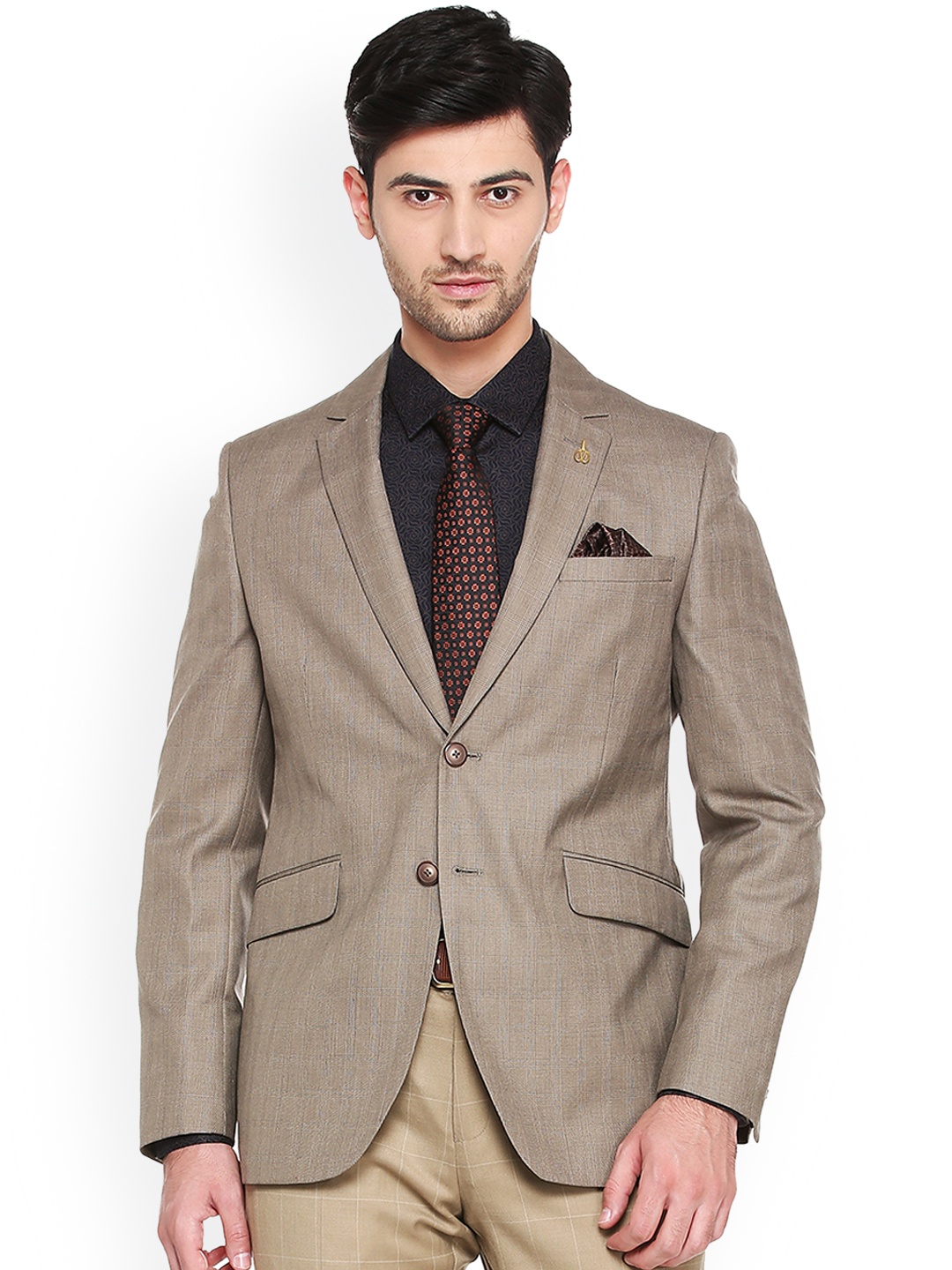 

Van Heusen Men Beige Checked Slim Fit Blazer