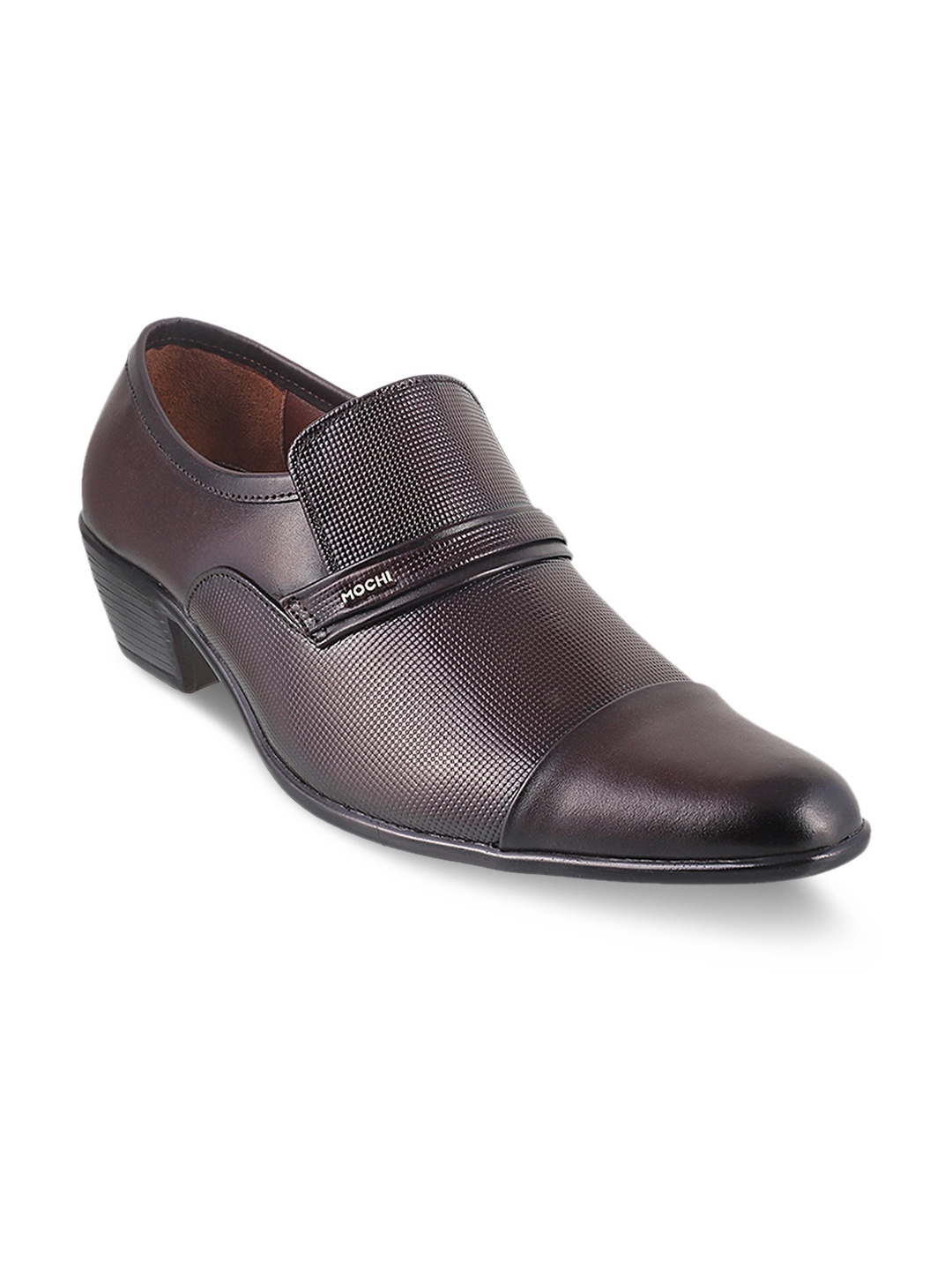 

Mochi Men Maroon Formal Leather Slip-On Shoes