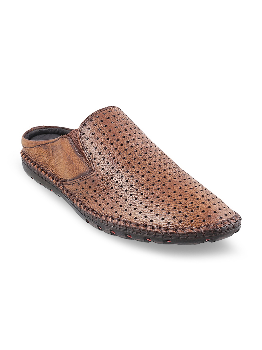 

Mochi Men Tan Shoe-Style Leather Sandals