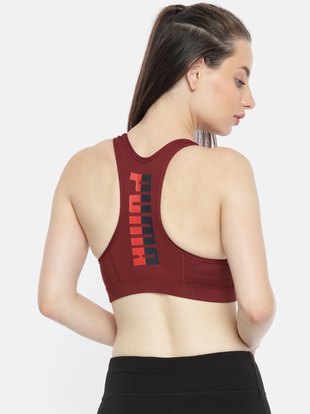 

Puma Maroon Printed Lightly Padded Logo Sports Bra 51699802