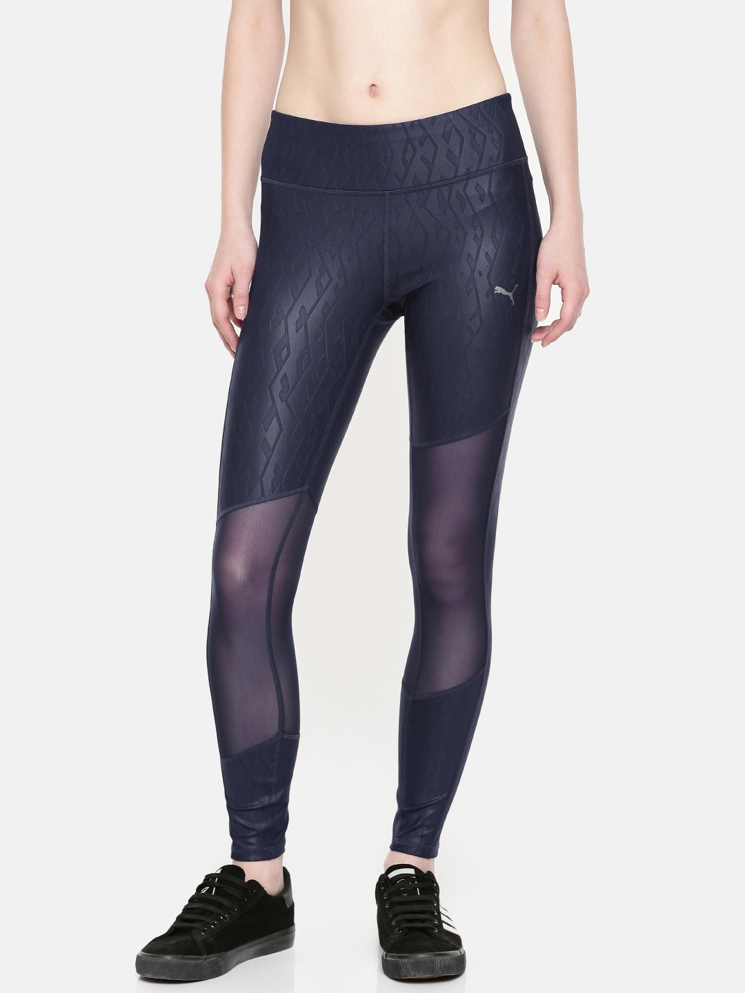 

Puma Women Navy Blue Printed Always On Graphic 7/8 Tight