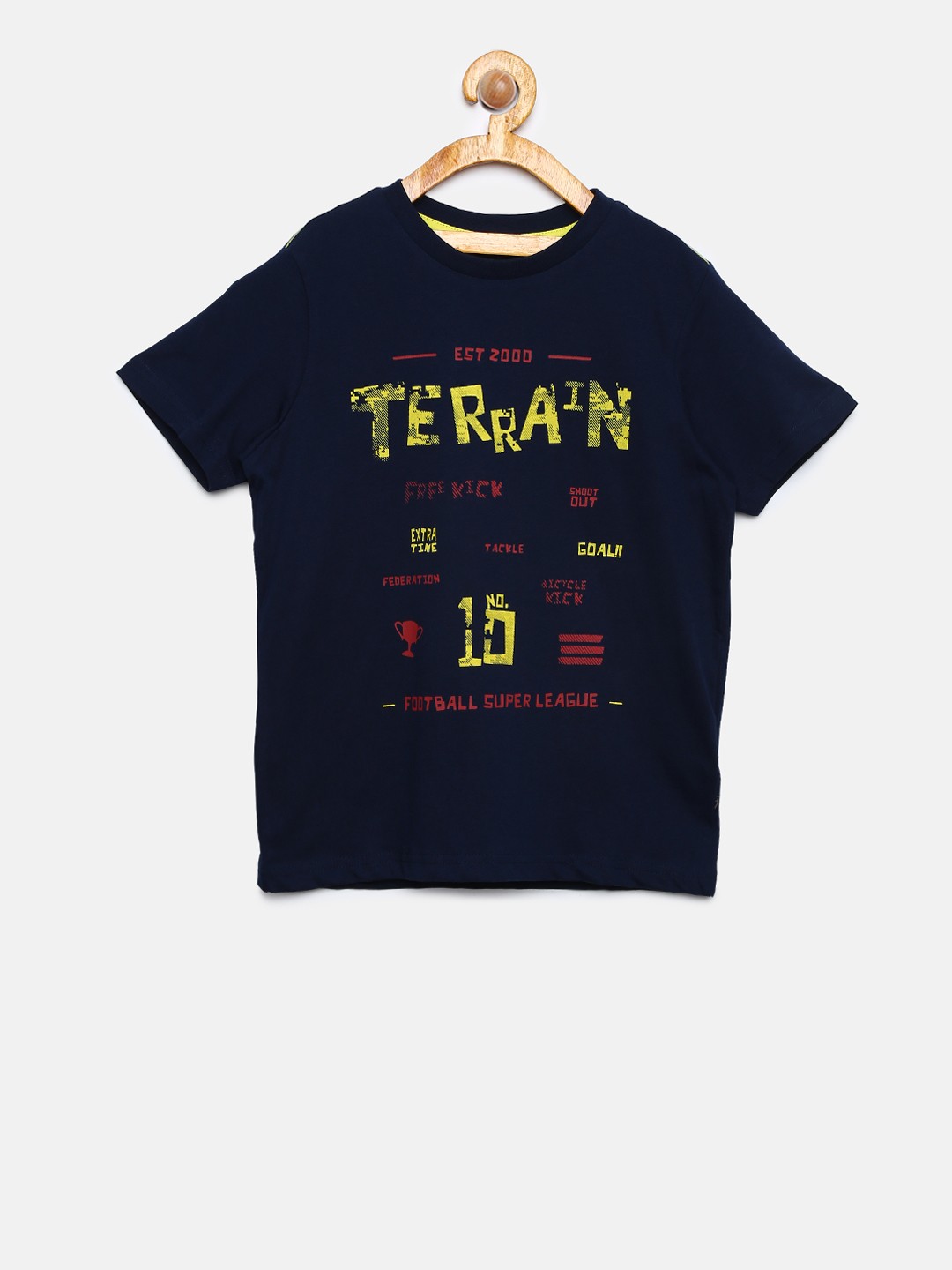 

Indian Terrain Boys Navy Blue Printed Round Neck T-shirt
