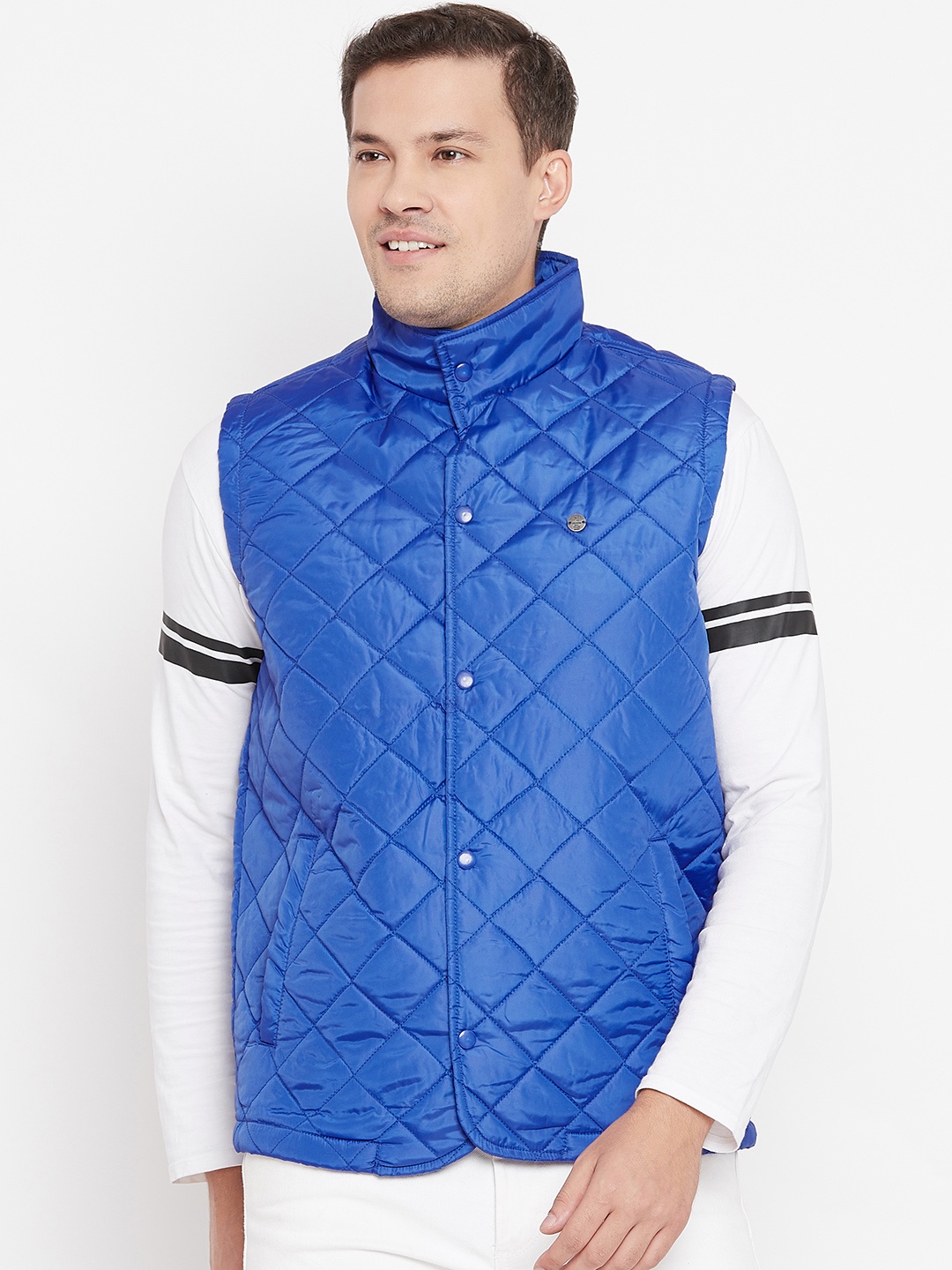 

Peter England Casuals Men Blue Solid Quilted Jacket