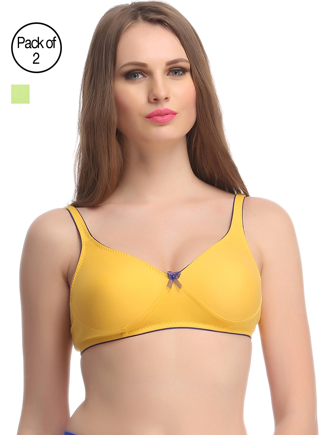 

Clovia Pack of 2 Solid Non-Wired Non Padded Everyday Bras, Yellow