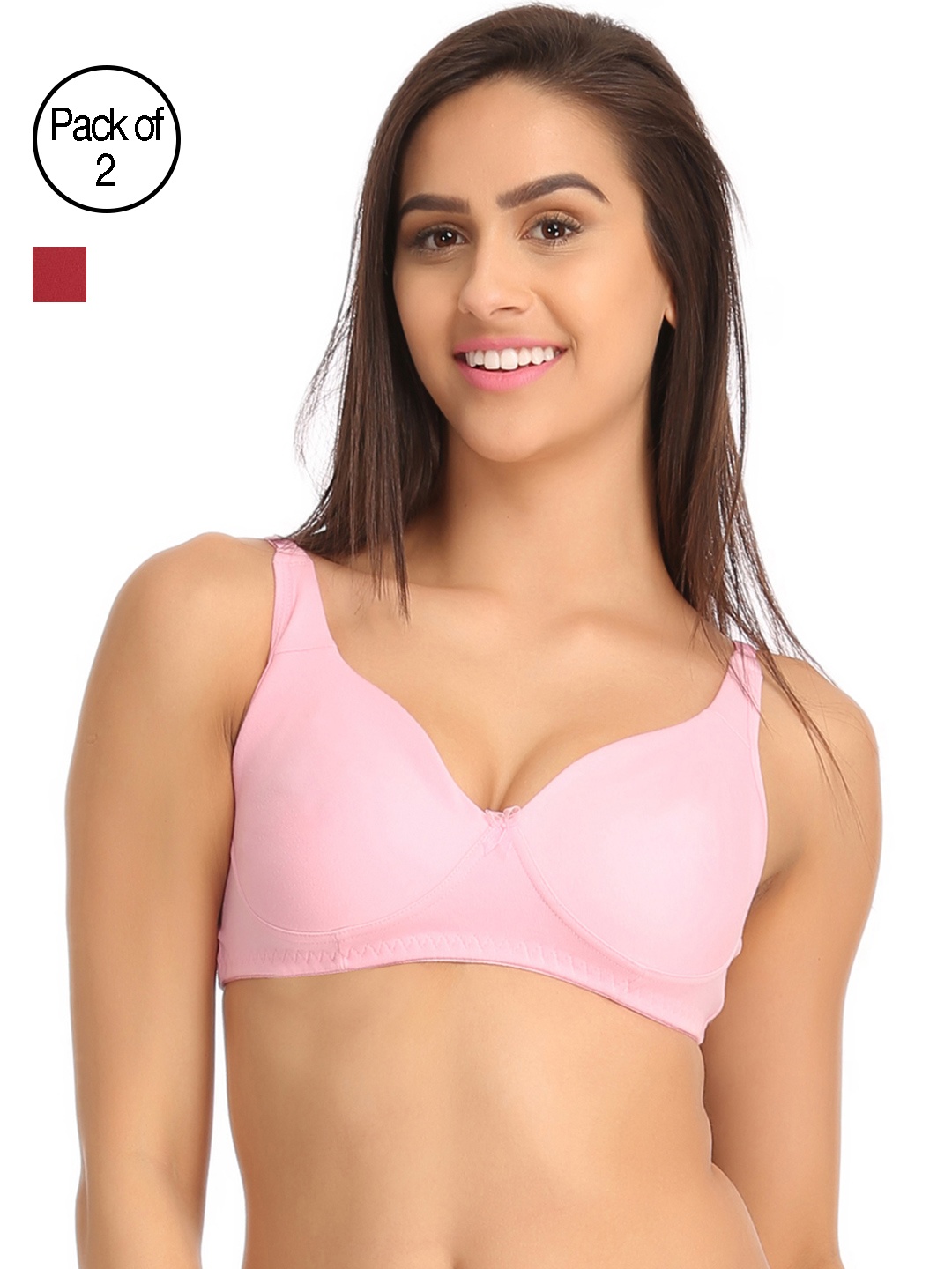

Clovia Pack of 2 Solid Non-Wired Non Padded Everyday Bras, Pink