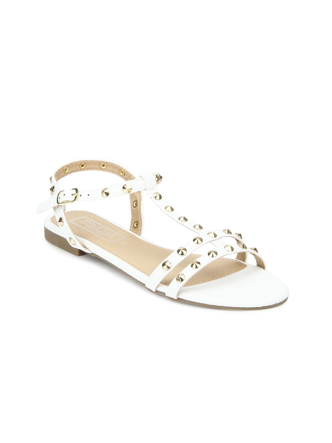 

Truffle Collection Women White Solid Open Toe Flats