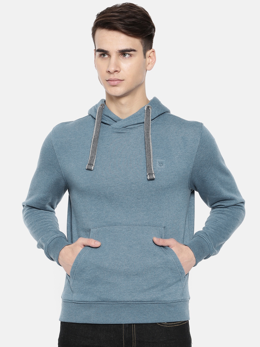 

Wrangler Men Blue Solid Hooded Sweatshirt