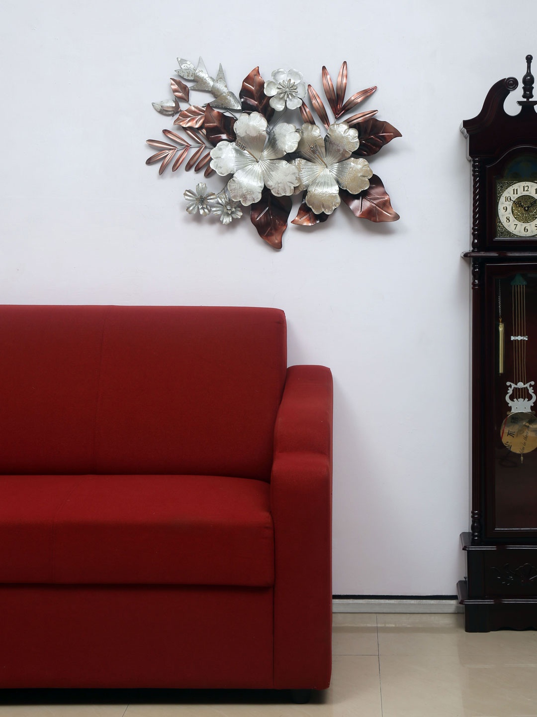 

Athome by Nilkamal Silver-Toned & Brown Floral Wall Hanging
