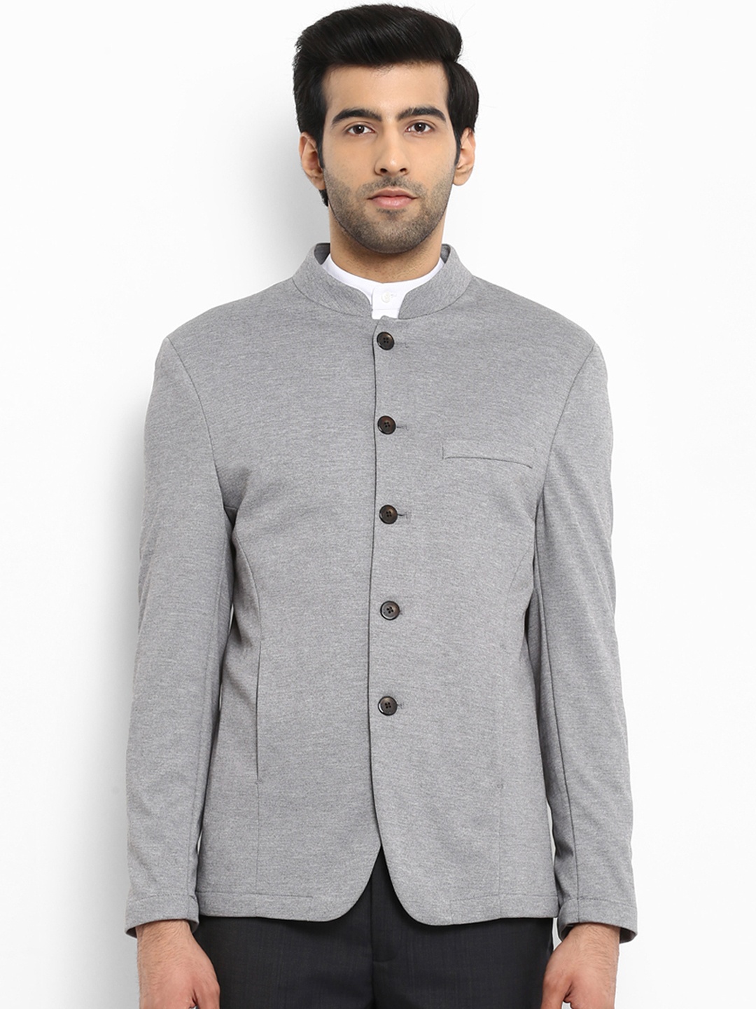 

Park Avenue Men Grey Solid Slim Fit Bandhgala