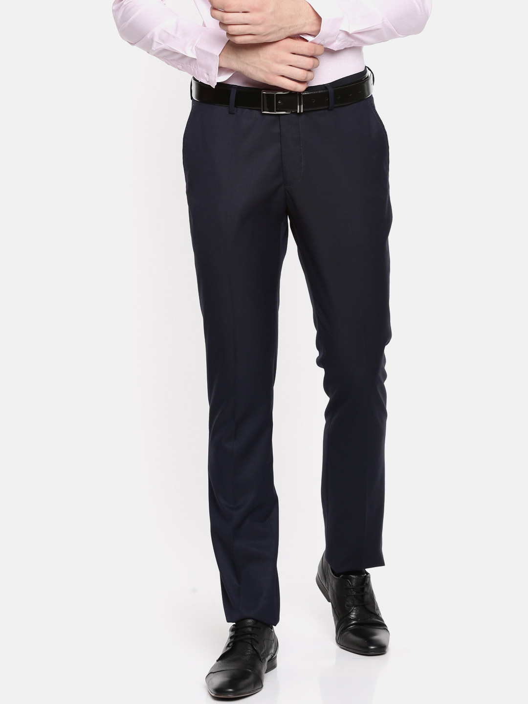

U.S. Polo Assn. Men Navy Blue Slim Fit Solid Formal Trousers