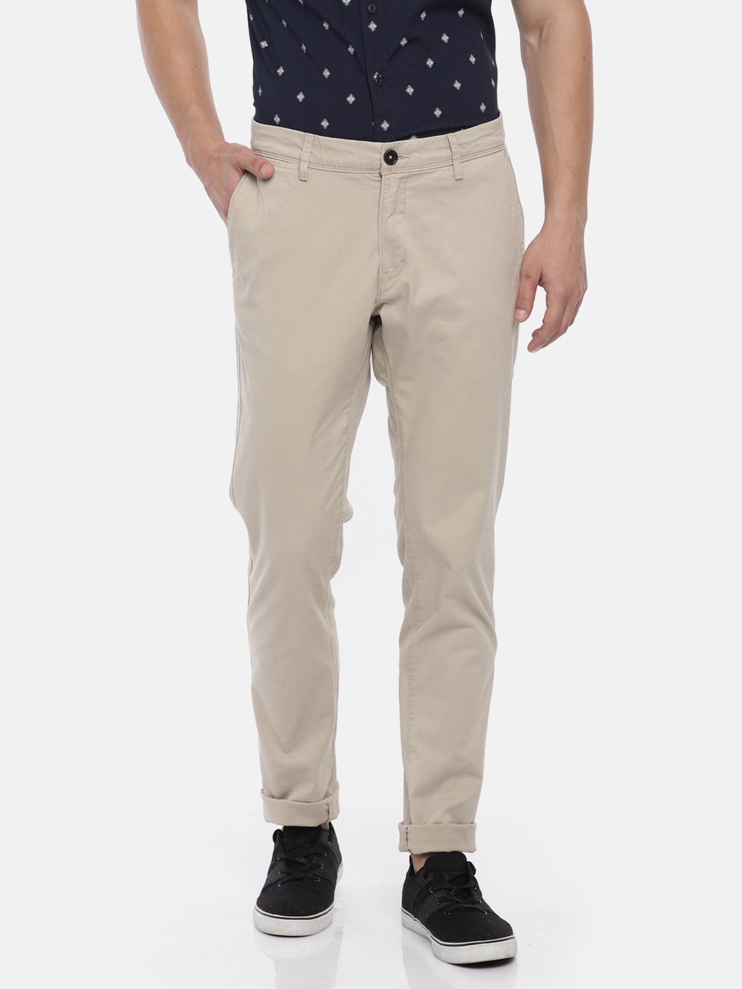 

U.S. Polo Assn. Men Beige Austin Trim Slim Fit Solid Chinos