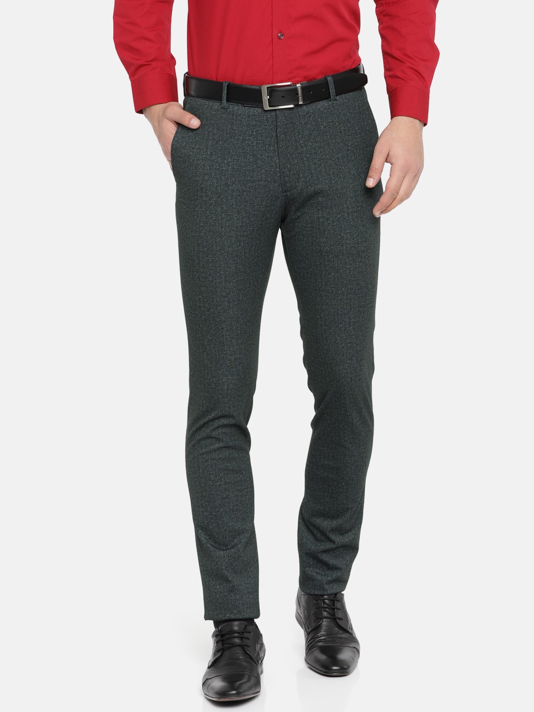 

U.S. Polo Assn. Men Blue Super Slim Fit Solid Formal Trousers