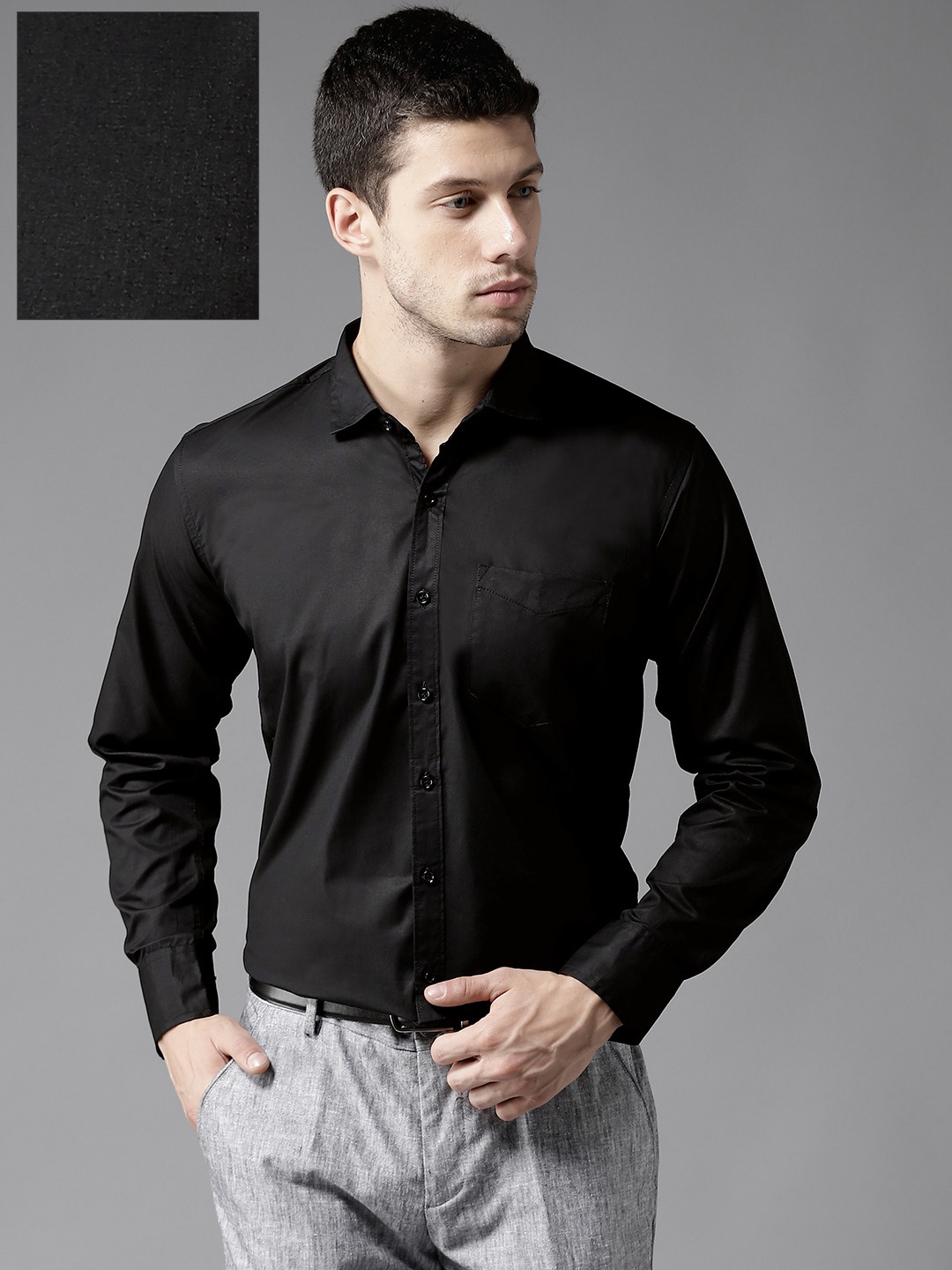 

DENNISON Men Black Comfort Regular Fit Solid Formal Shirt