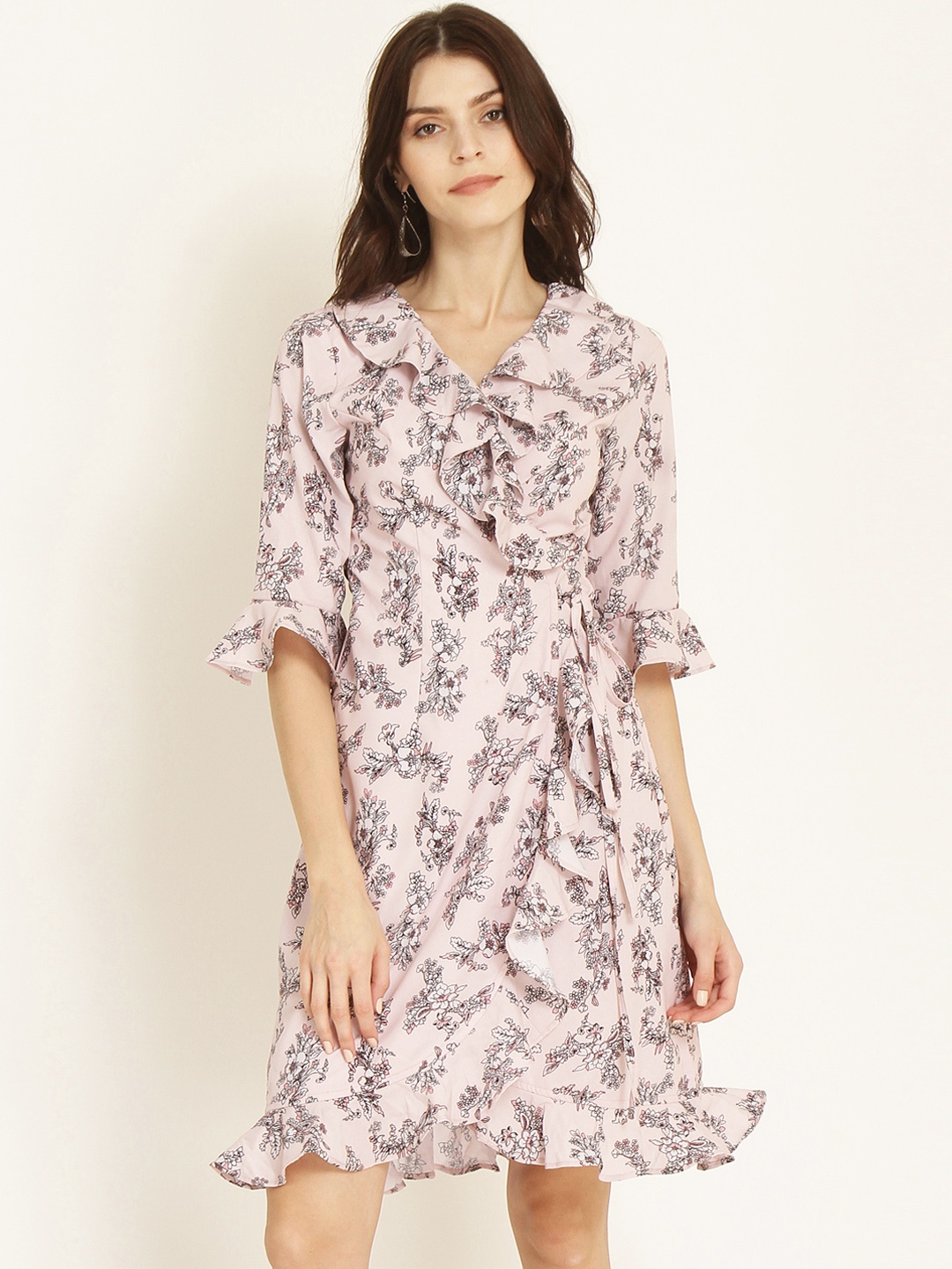 

Marie Claire Women Pink Printed Wrap Dress