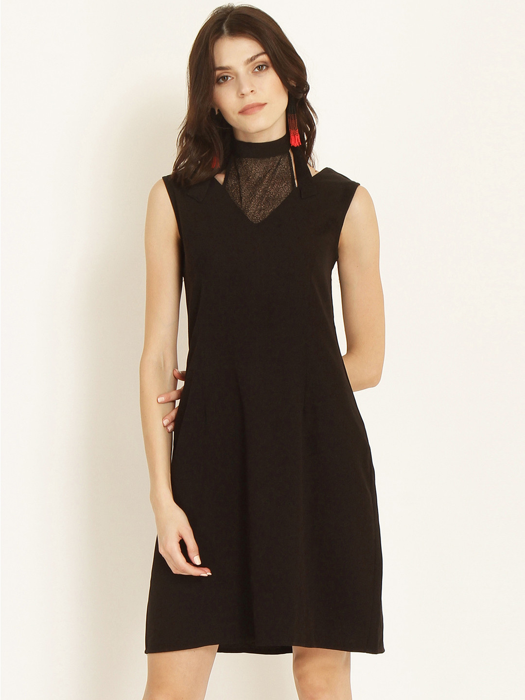 

Marie Claire Women Black Solid Fit and Flare Dress