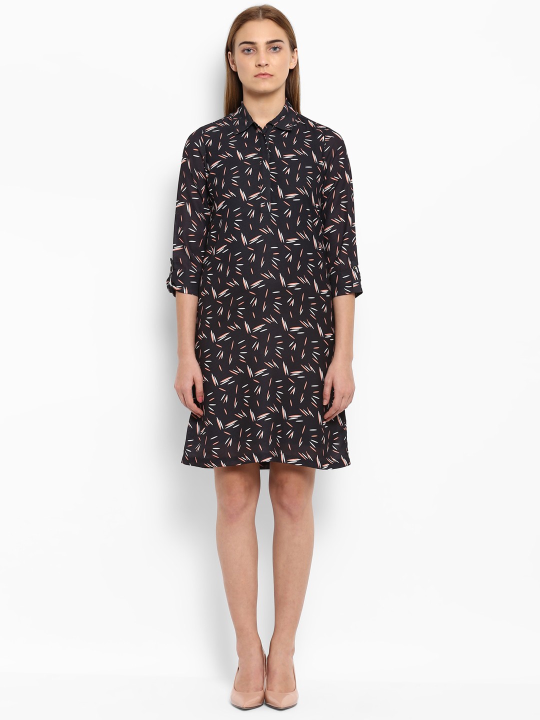 

Park Avenue Woman Black Printed Shirt Dress