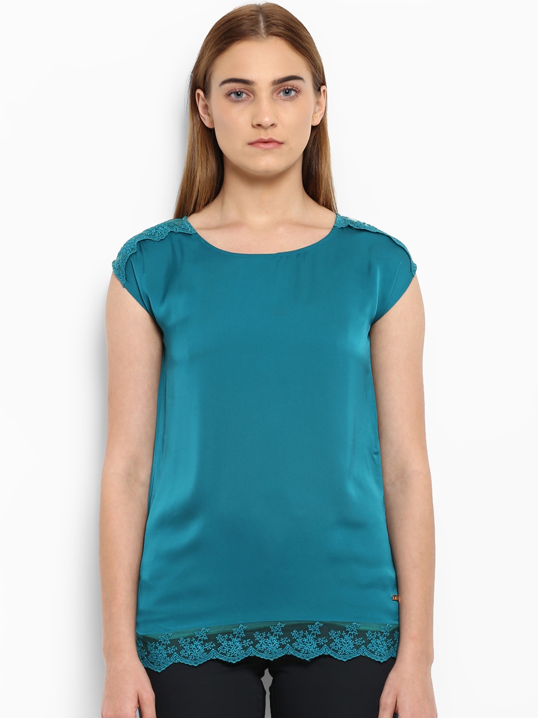 

Park Avenue Women Blue Self Design A-Line Top