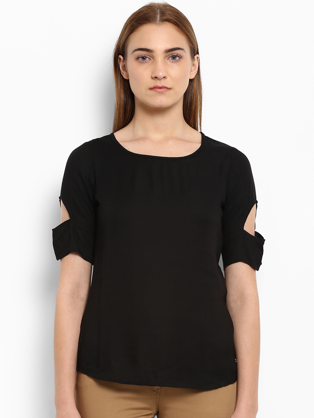 

Park Avenue Women Black Solid A-Line Top