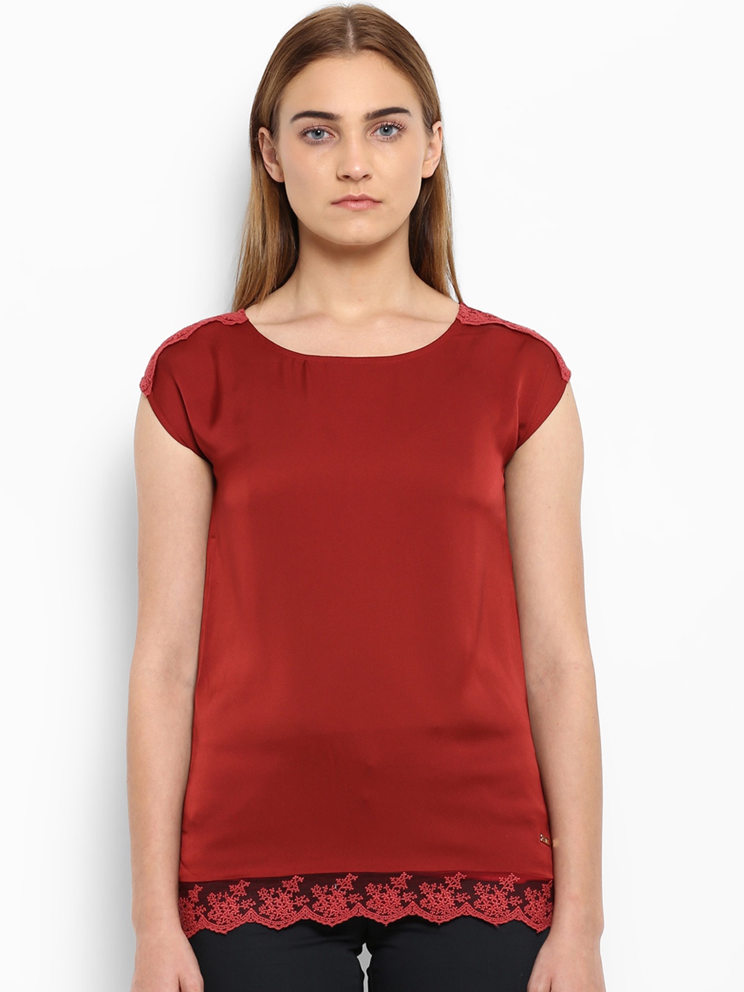 

Park Avenue Women Red Self Design A-Line Top