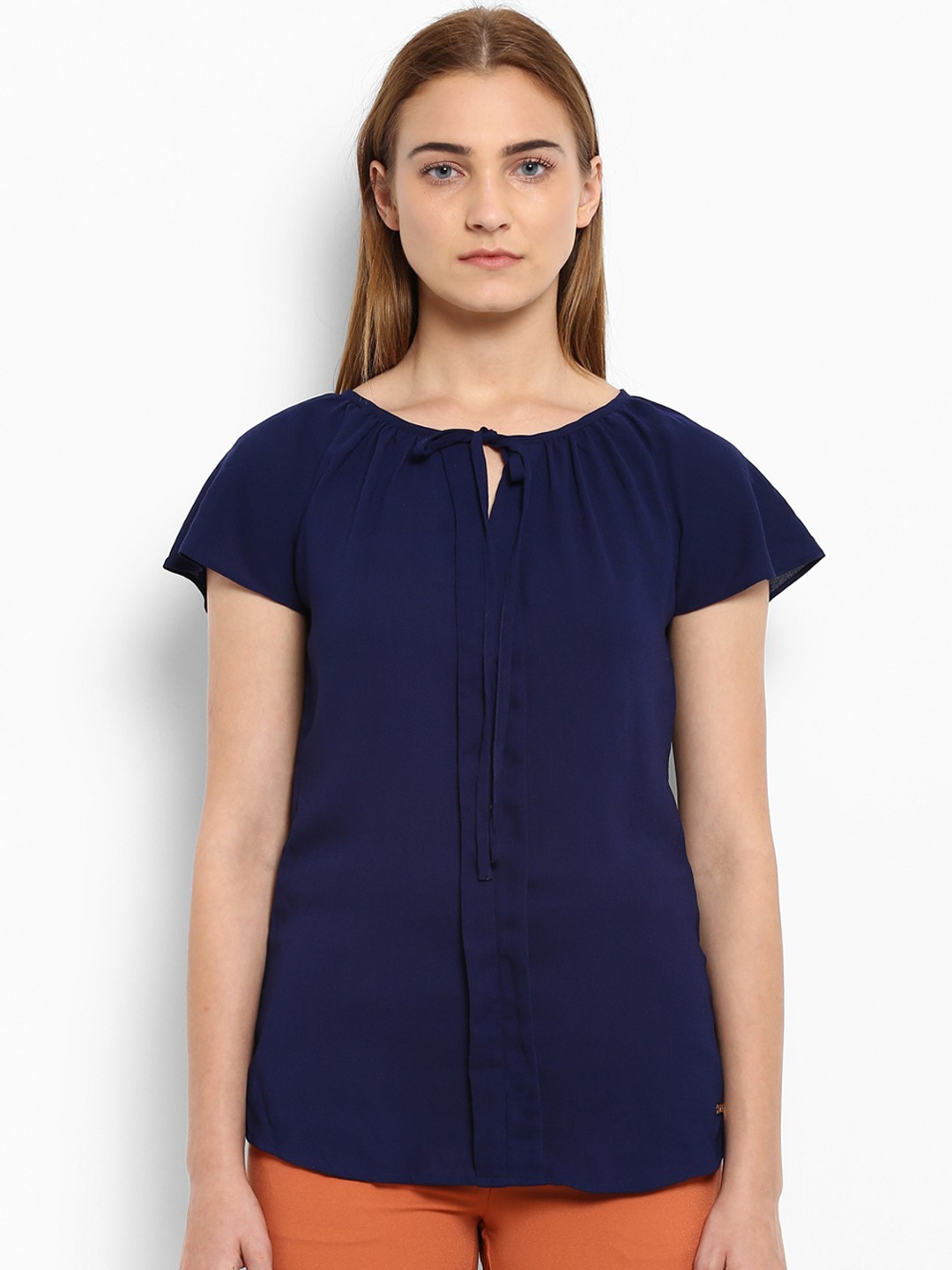 

Park Avenue Women Navy Blue Solid A-Line Top