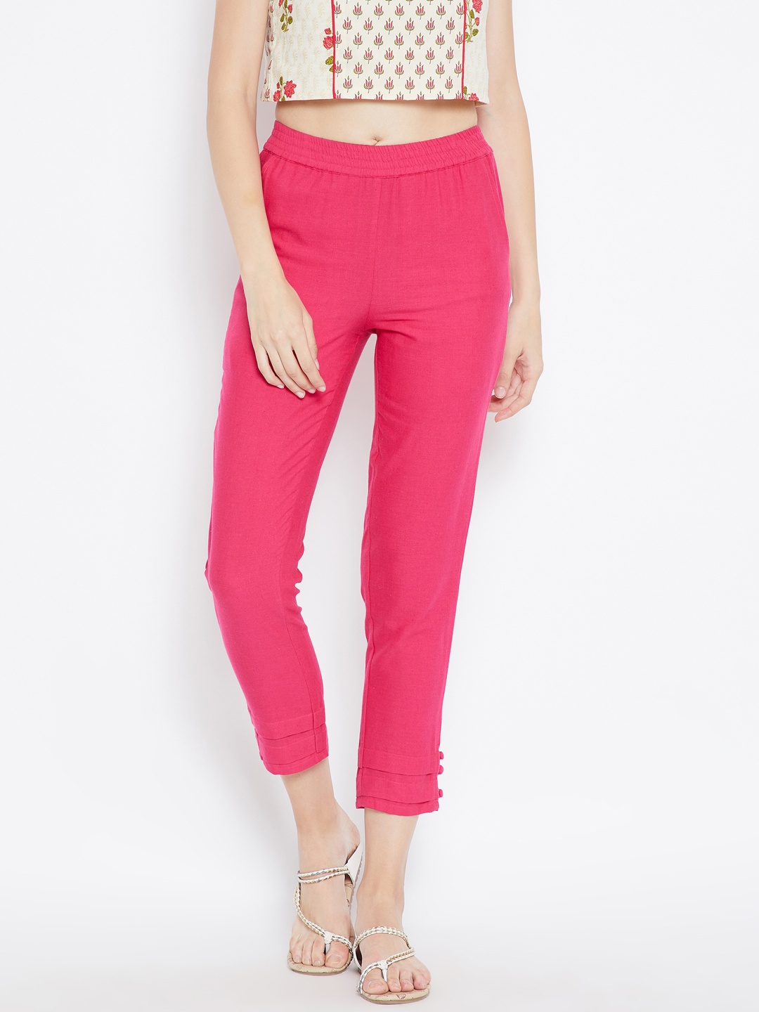 

Be Indi Women Pink Comfort Straight Fit Solid Regular Trousers