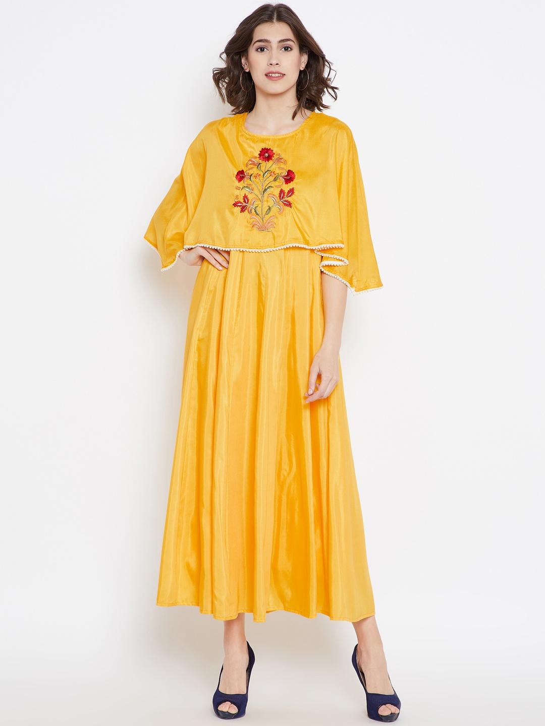 

Be Indi Women Yellow Solid Maxi Dress
