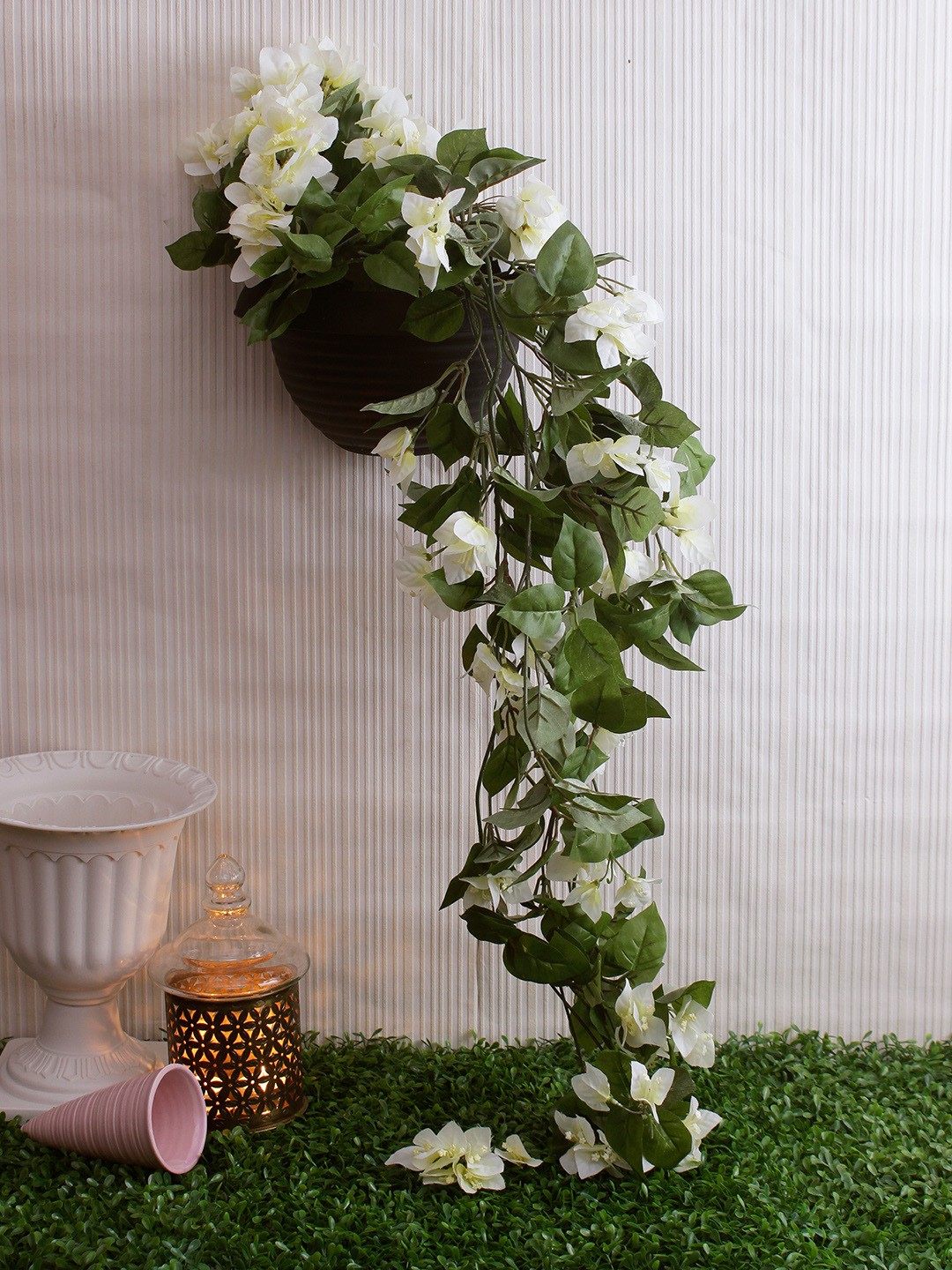 

Fourwalls White & Green Artificial Bougainvillea Flower Bush