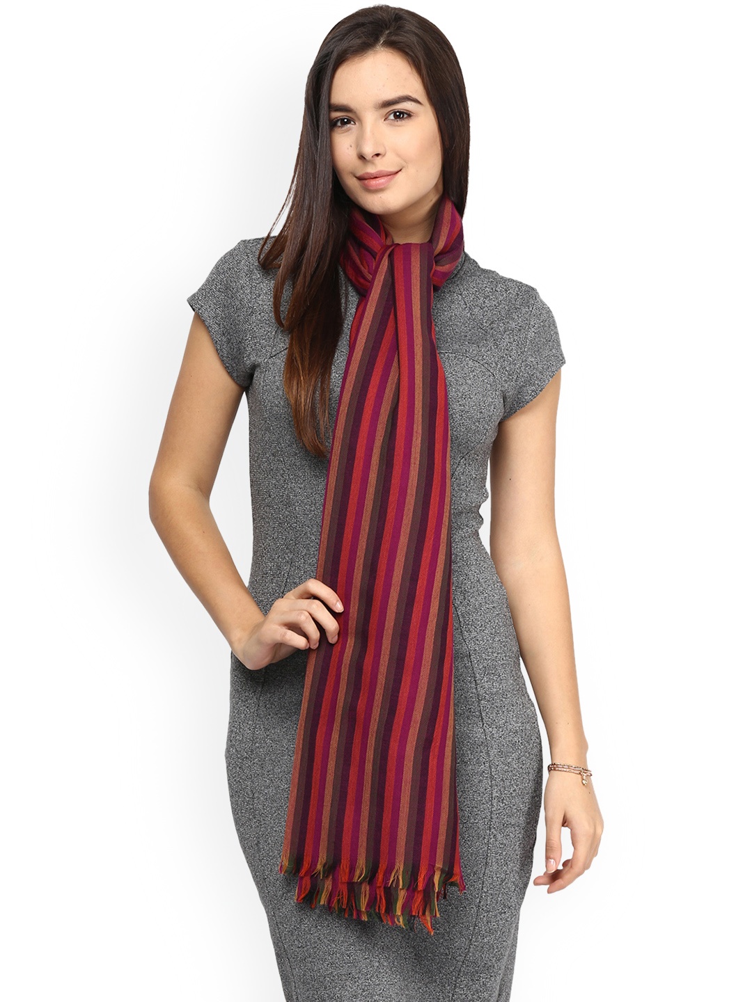 

SHINGORA Women Maroon & Purple Striped Woollen Shawl