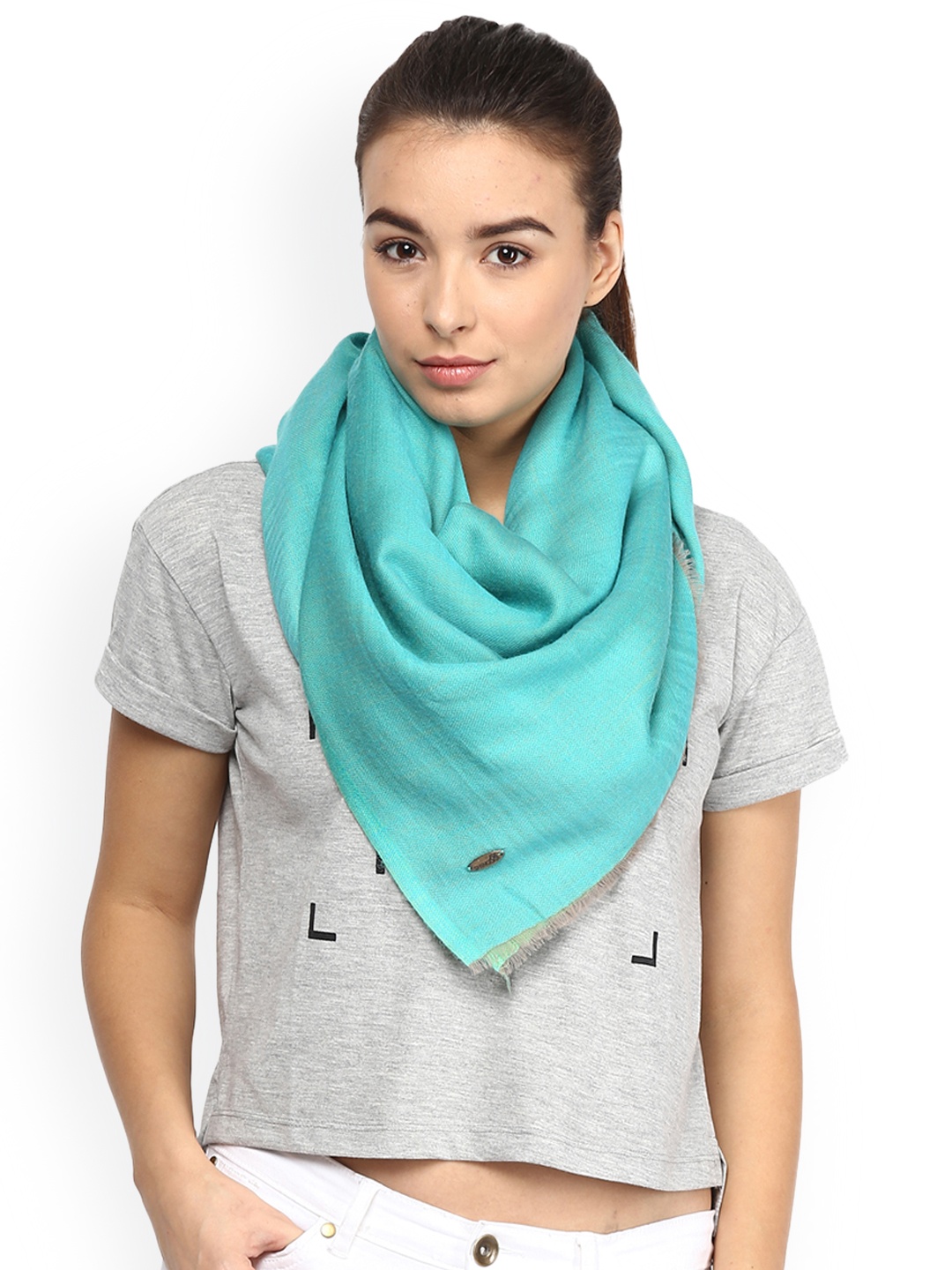 

SHINGORA Women Sea Green Woollen Sustainable Shawl