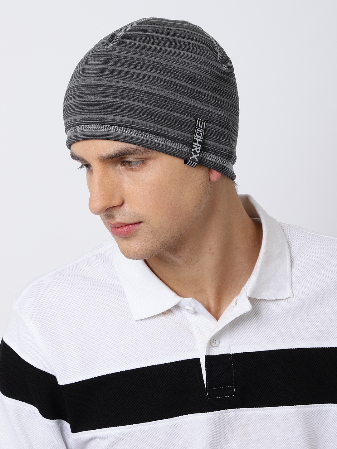 

HRX by Hrithik Roshan Unisex Grey Melange Self Design Beanie