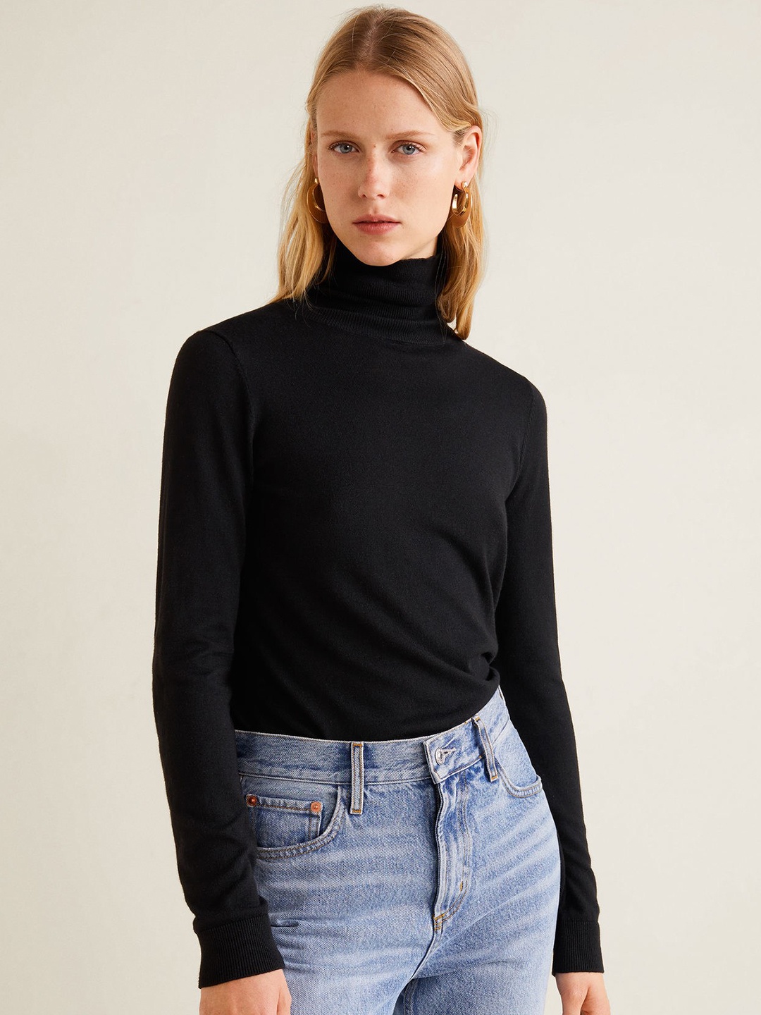 

MANGO Women Black Solid Sweater