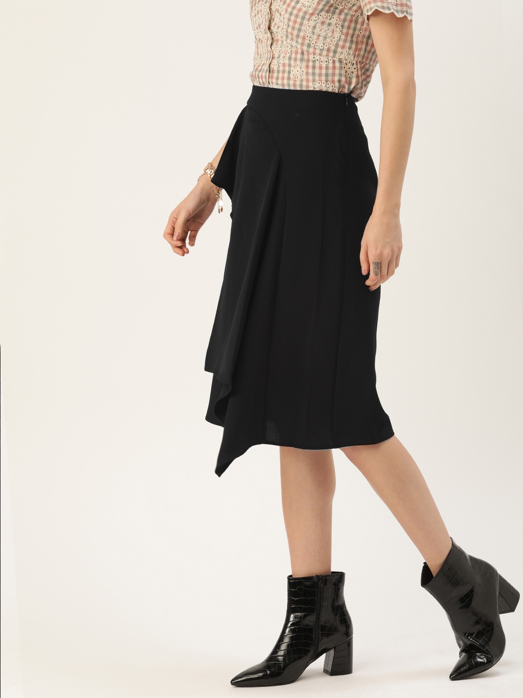 

MANGO Women Black Solid A-Line Skirt