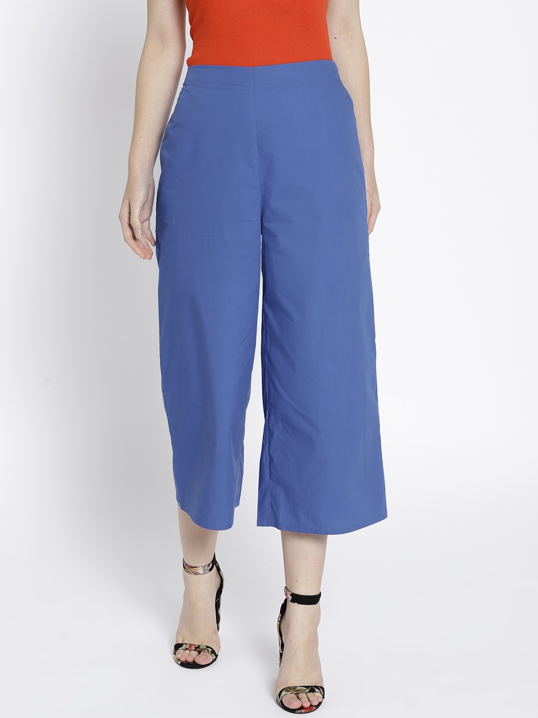 

MANGO Women Blue Regular Fit Solid Culottes