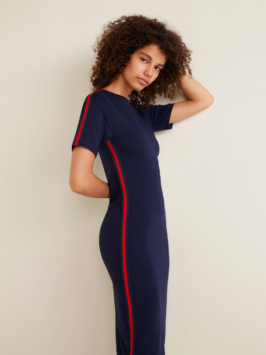

MANGO Women Navy Blue Solid T-shirt Dress
