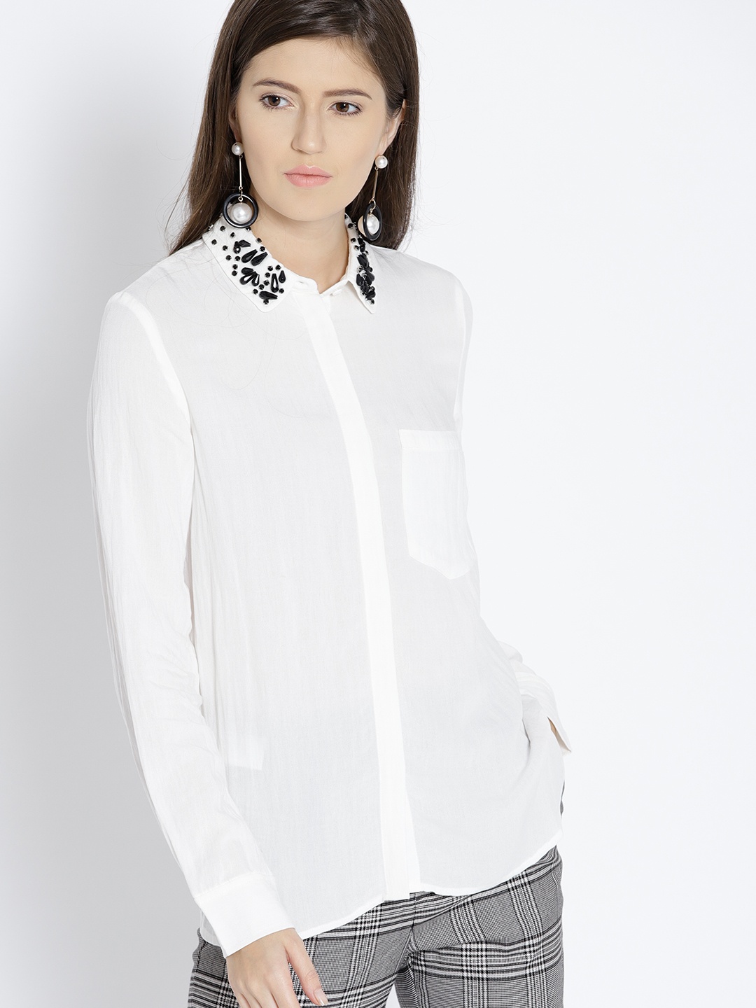 

MANGO Women White Regular Fit Solid Casual Shirt