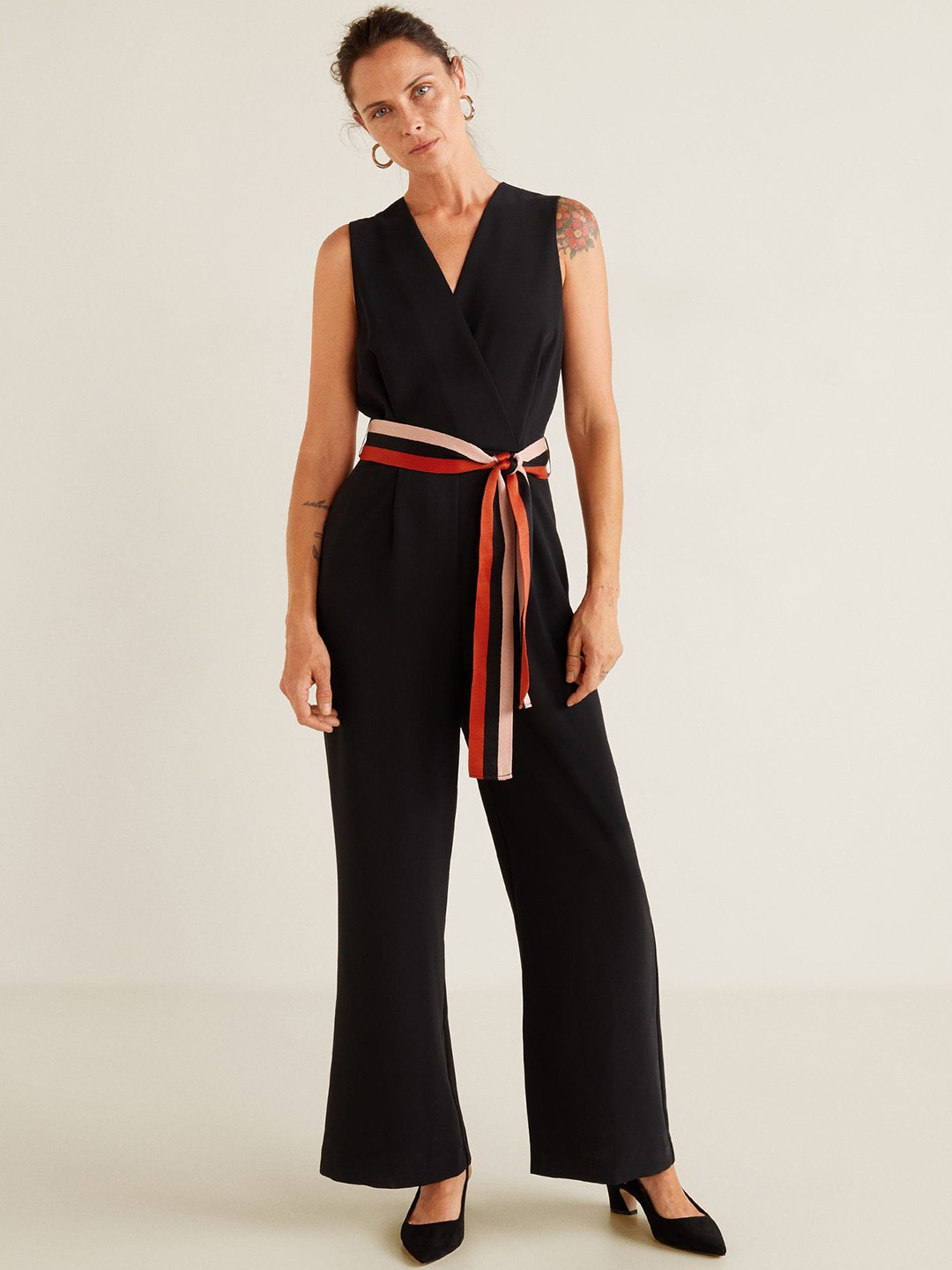 

MANGO Women Black Solid Basic Jumpsuit
