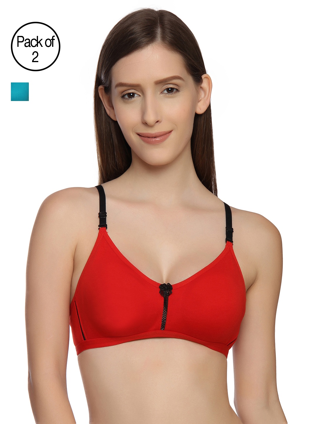 

Innocence Women Pack of 2 T-shirt Bra BBAPLIN51579, Red
