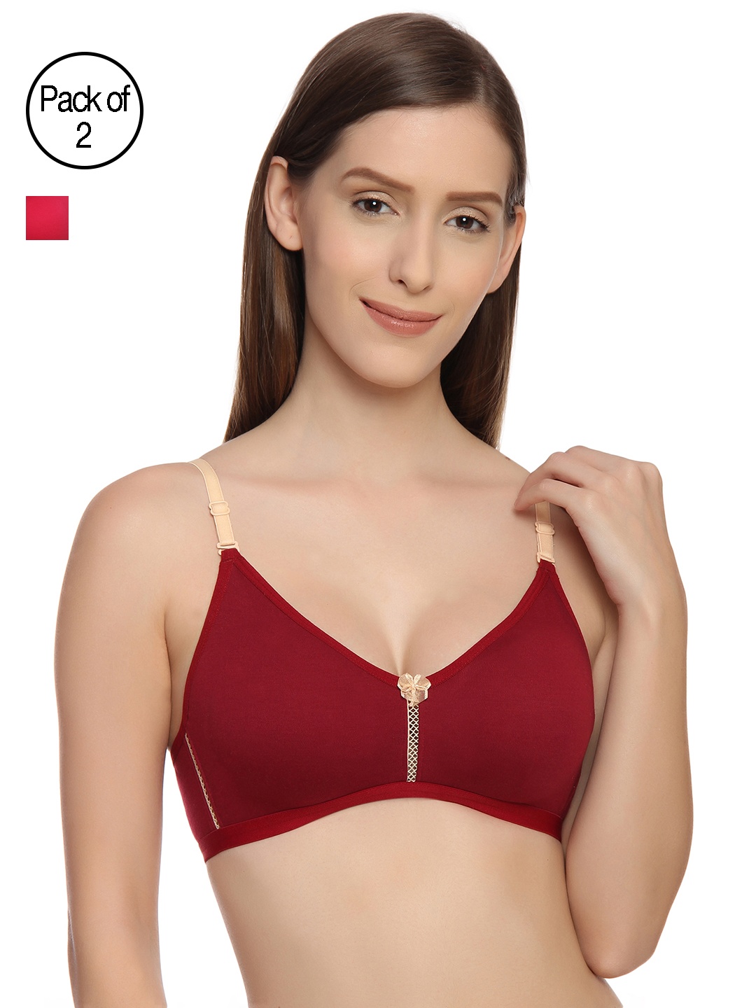 

Innocence Women Pack of 2 T-shirt Bra BBAPLIN51578, Fuchsia
