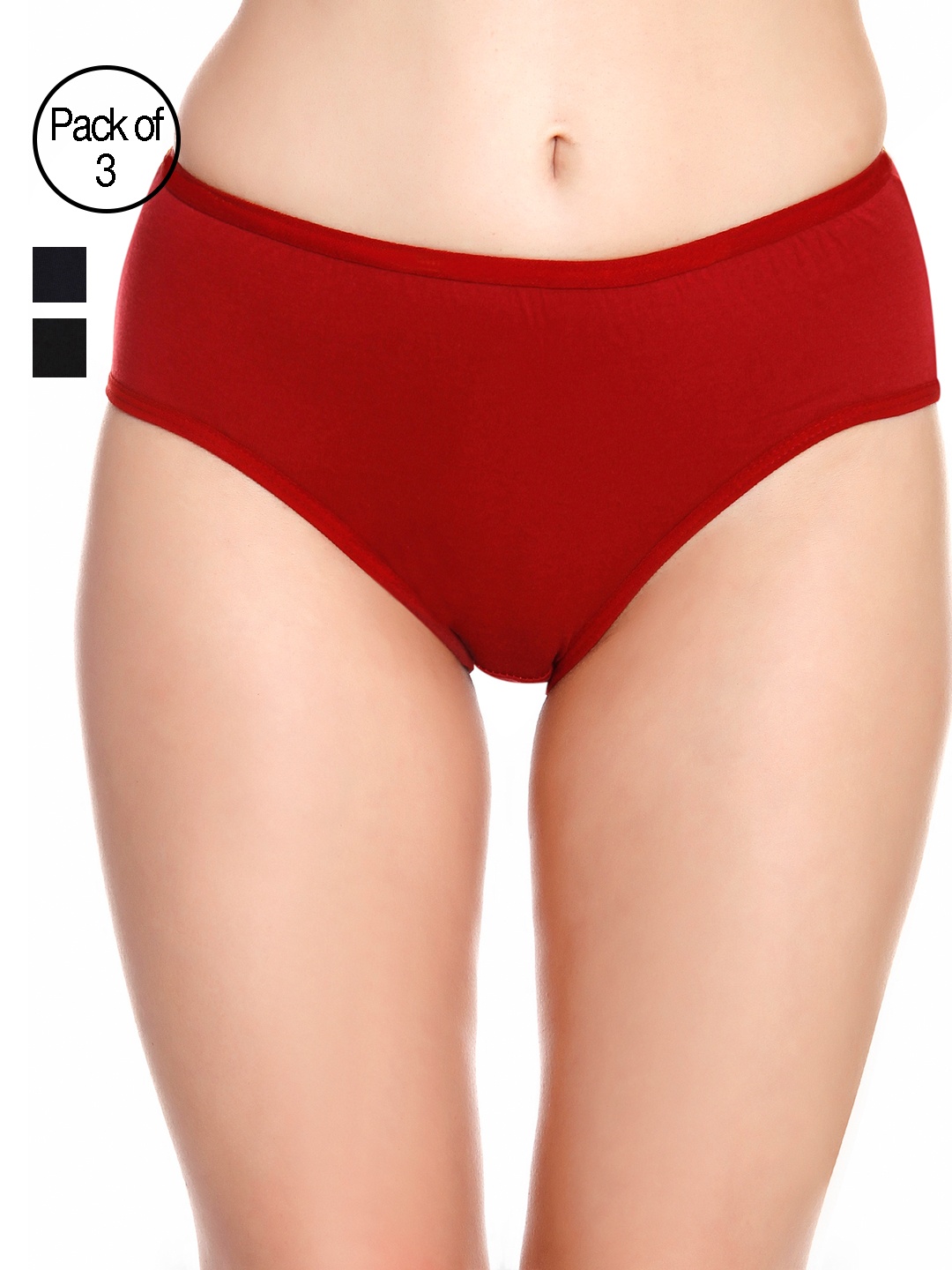 

Innocence Women Pack Of 3 Assorted Hipster Briefs BBAPLIN36575, Black