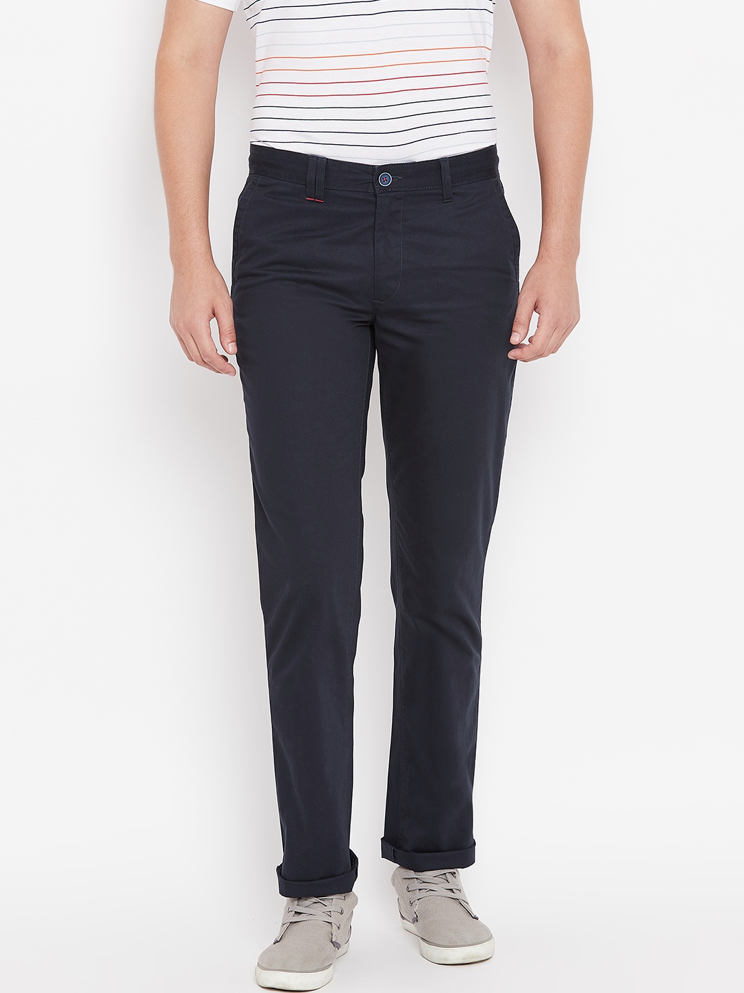 

Wills Lifestyle Men Navy Blue Slim Fit Solid Regular Trousers