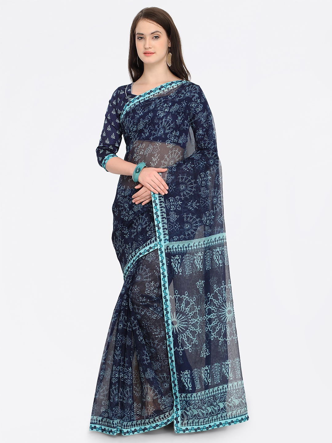 

Shaily Blue Printed Saree