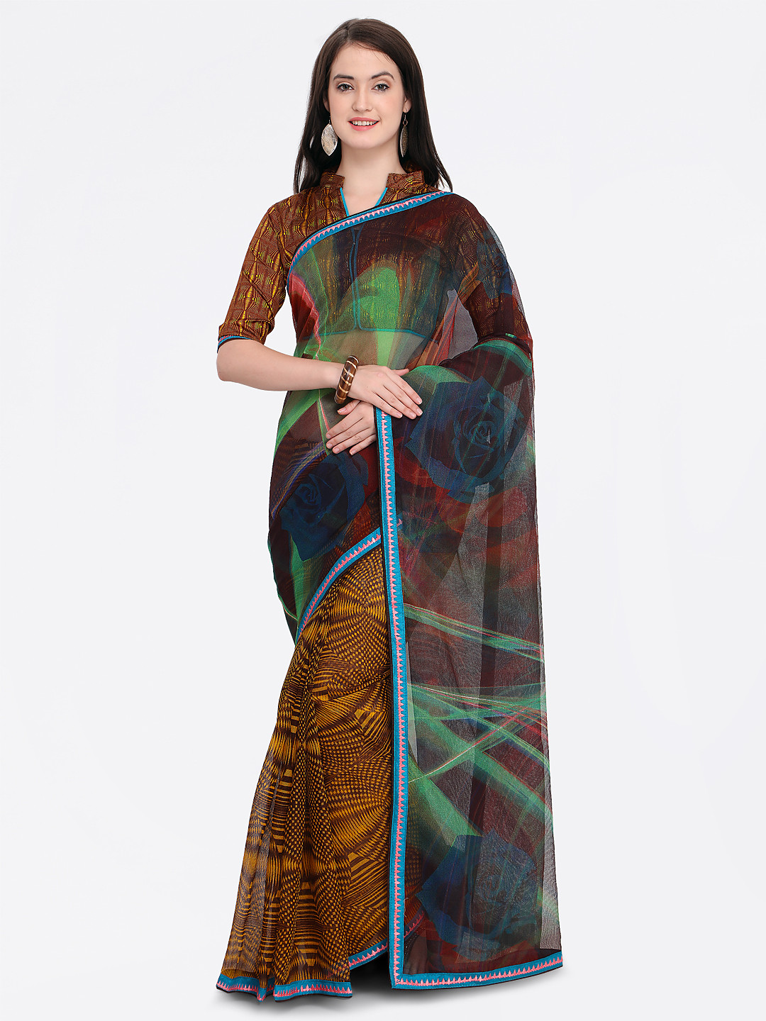 

KALINI Multicoloured Printed Cotton Blend Saree, Multi
