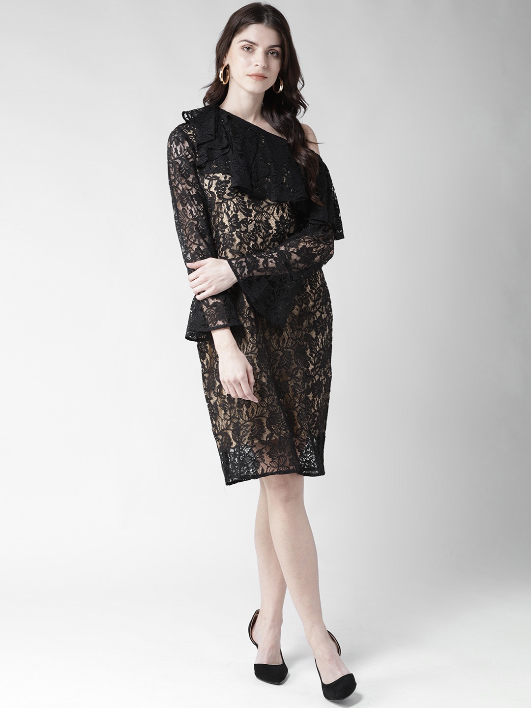 

WoowZerz Women Black Lace Sheath Dress