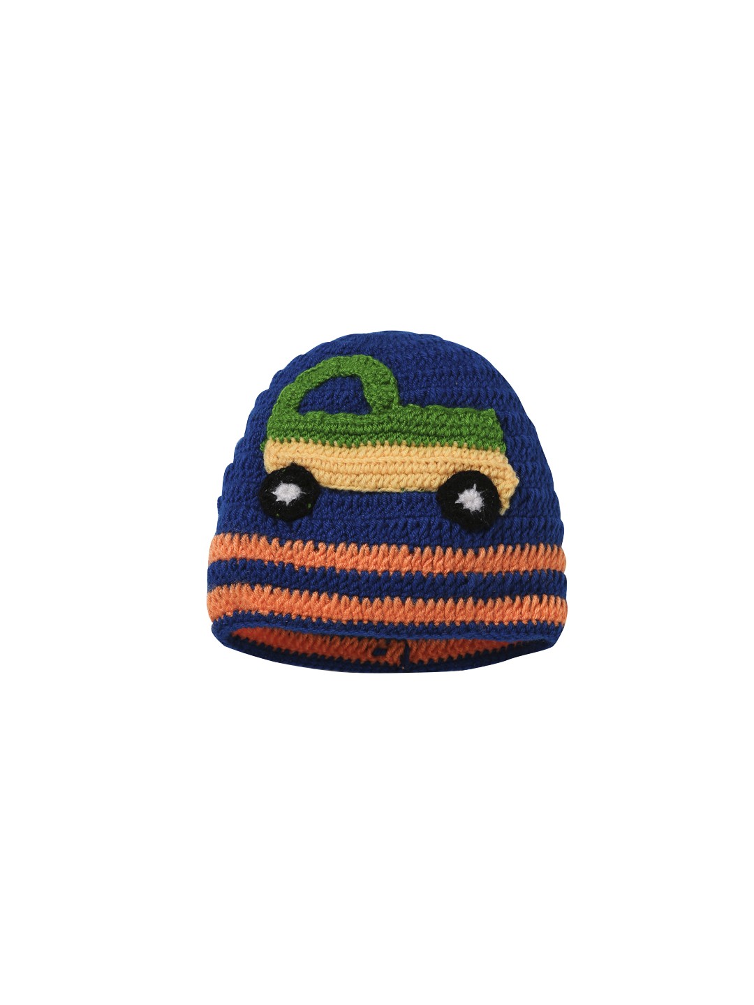 

CHUTPUT Kids Blue & Orange Self Design Woolen Beanie