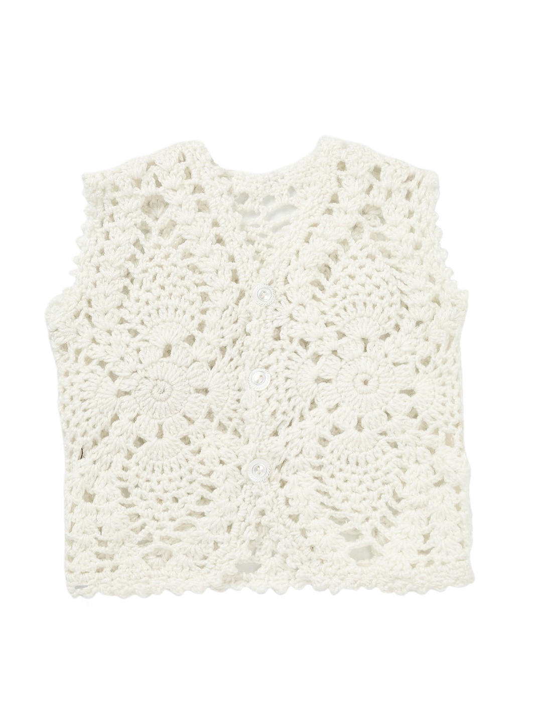 

CHUTPUT Unisex White Solid Wool Sweater Vest