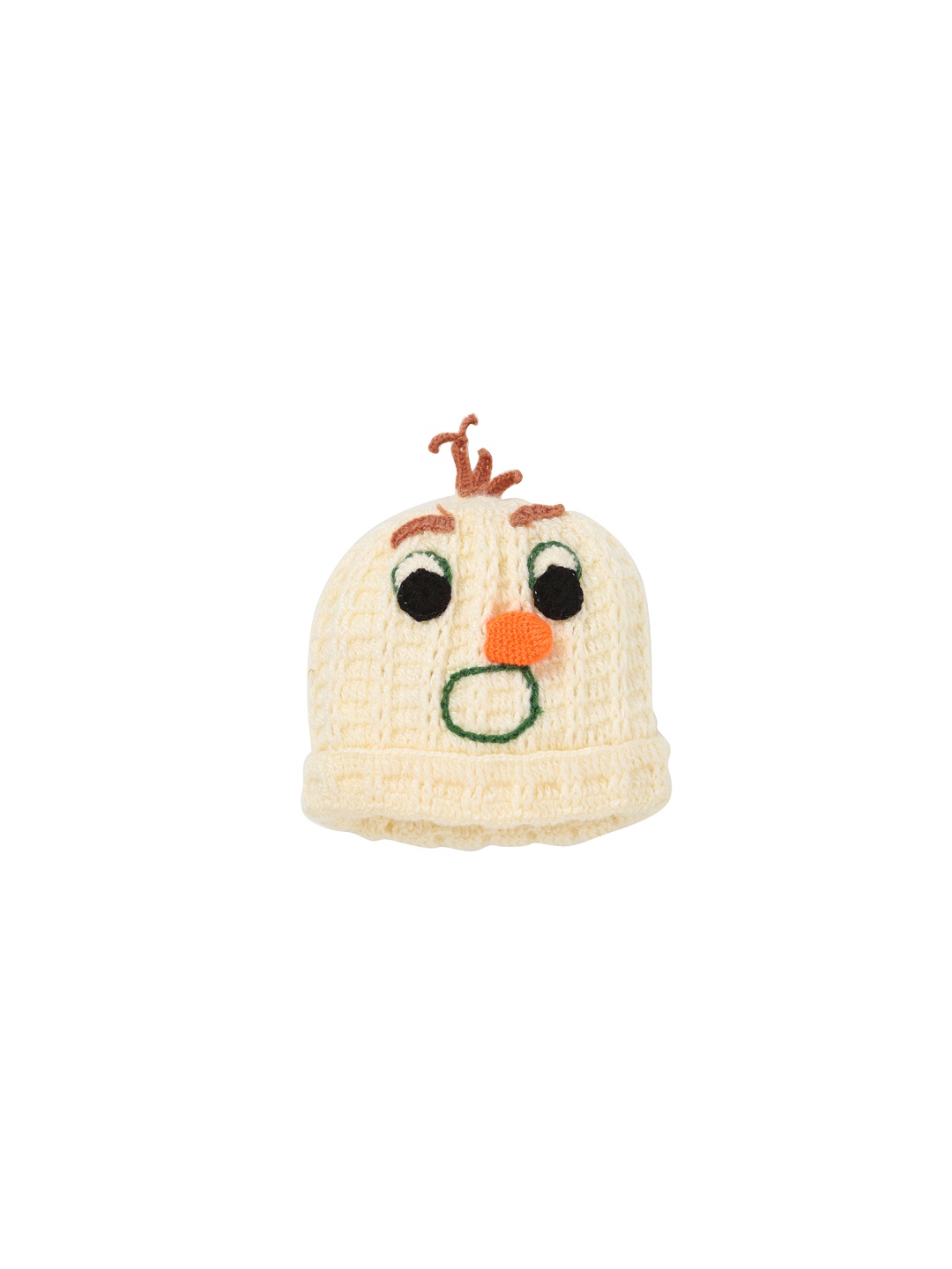 

CHUTPUT Kids Cream-Coloured Self Design Woolen Beanie