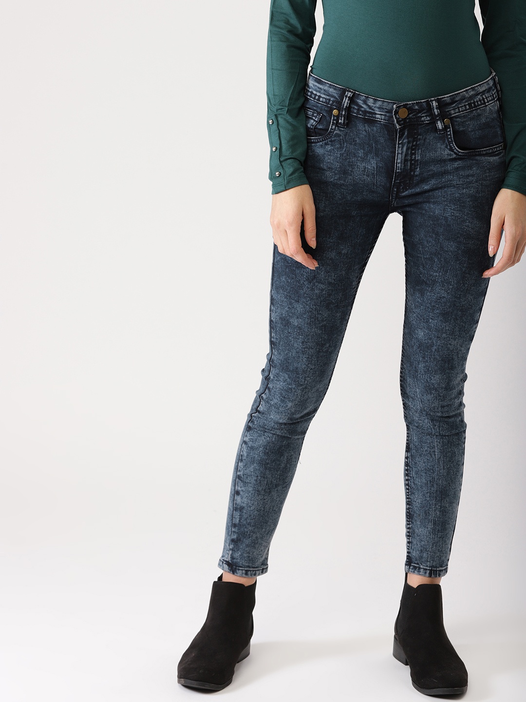 

DressBerry Women Navy Blue Skinny Fit Mid-Rise Clean Look Stretchable Jeans